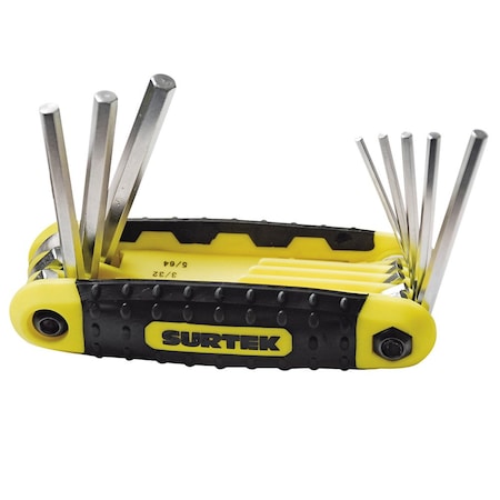 Surtek Folding Hex Key Allen Wrench Set, 8 Metric Pieces ALLFNX8M